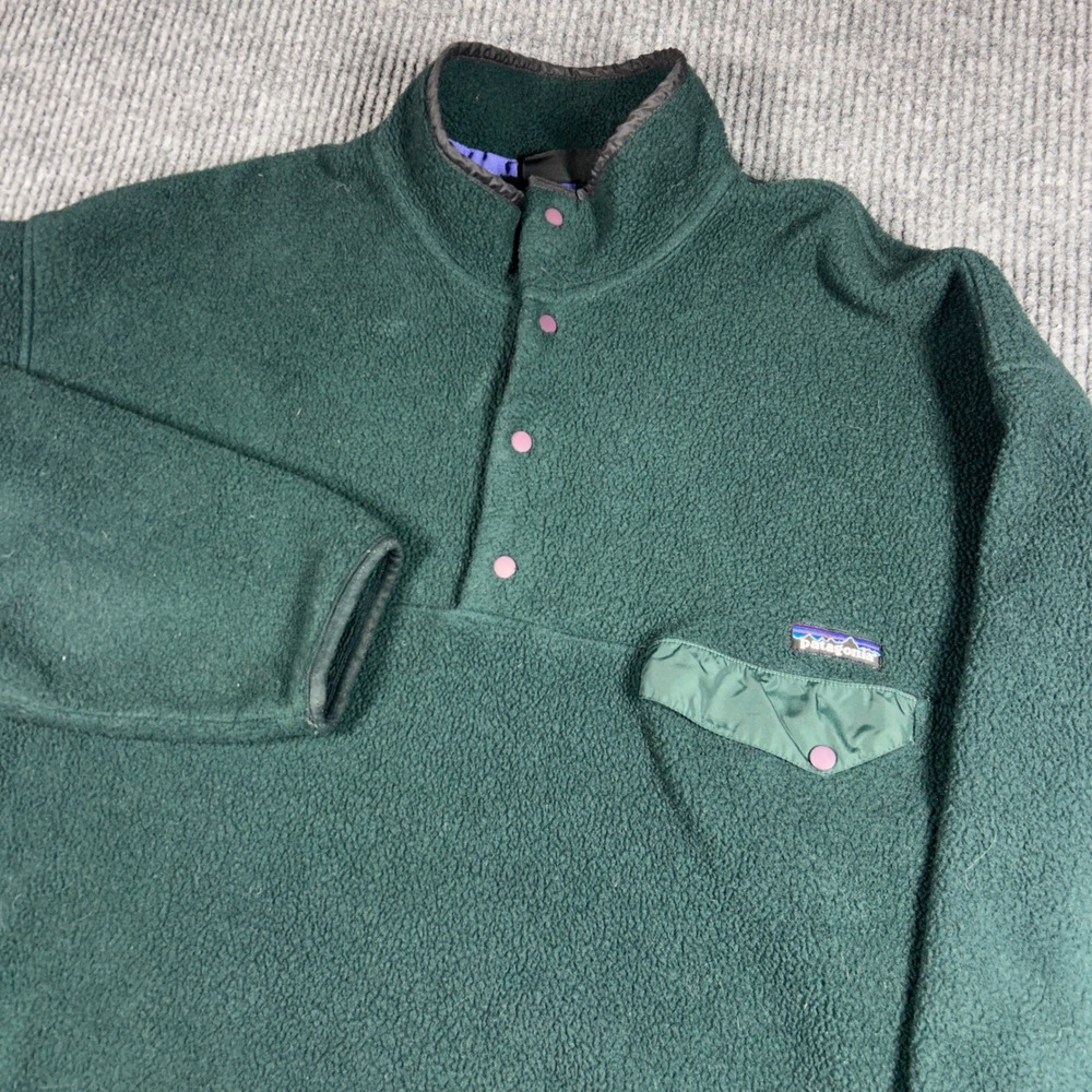 Vintage Patagonia Pullover Men's XXL Synchilla Snap-T Fleece Dark Green Y2K